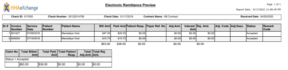 Electronic Remittance Preview
